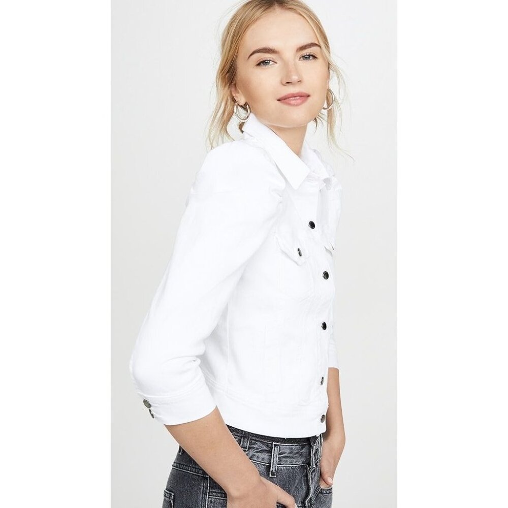 7 For All Mankind Classic Trucker Jacket in White Small Womens Denim Jean Coat